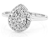 White Diamond 10k White Gold Cluster Ring 0.50ctw