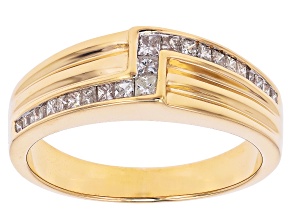 White Diamond 10k Yellow Gold Mens Band Ring 0.20ctw