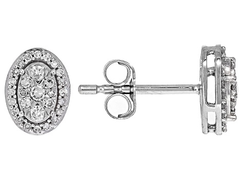 White Diamond 10k White Gold Cluster Stud Earrings 0.25ctw