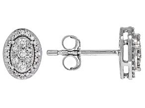 White Diamond 10k White Gold Cluster Stud Earrings 0.25ctw