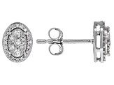 White Diamond 10k White Gold Cluster Stud Earrings 0.25ctw
