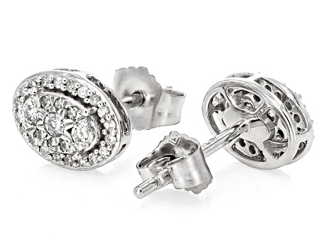 White Diamond 10k White Gold Cluster Stud Earrings 0.25ctw