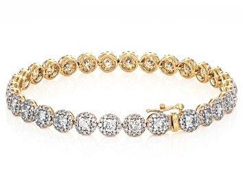 White Lab-Grown Diamond H SI 14k Yellow Gold Tennis Bracelet 8.20ctw