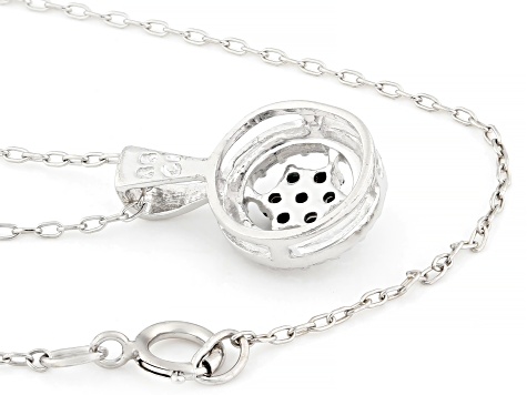 Blue Diamond Rhodium Over Sterling Silver Pendant With Cable Chain 0.10ctw