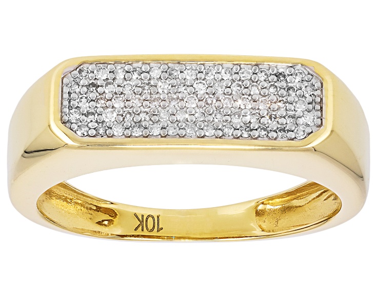 White Diamond 10k Yellow Gold Mens Ring 0.20ctw