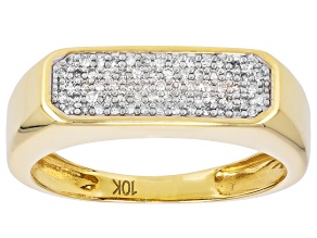 White Diamond 10k Yellow Gold Mens Ring 0.20ctw