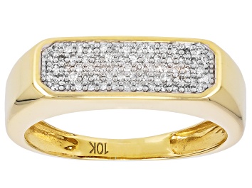 Picture of White Diamond 10k Yellow Gold Mens Ring 0.20ctw
