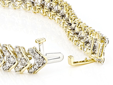White Diamond 10k Yellow Gold Tennis Bracelet 7.00ctw