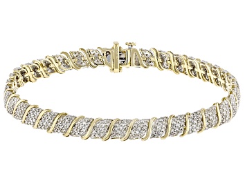 White Diamond 14k Yellow Gold Tennis Bracelet 3.15ctw