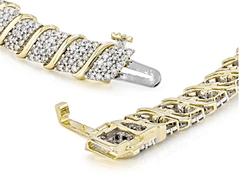 White Diamond 10k Yellow Gold Tennis Bracelet 3.00ctw