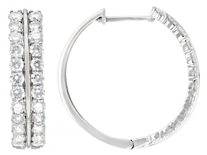 White Diamond 14k White Gold Hoop Earrings 2.00ctw