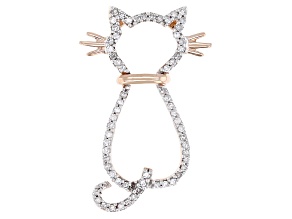 White Diamond 14K Rose Gold Cat Slide Pendant 0.20ctw