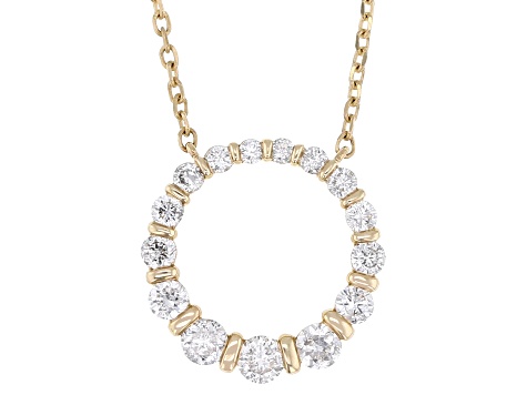 White Diamond 10K Yellow Gold Circle Necklace 0.50ctw