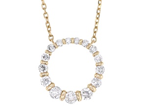 White Diamond 10K Yellow Gold Circle Necklace 0.50ctw