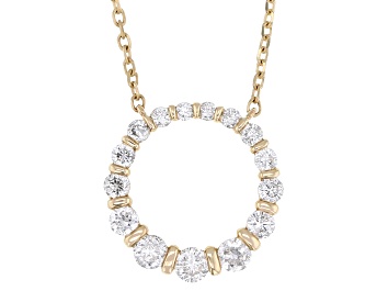 Picture of White Diamond 10K Yellow Gold Circle Necklace 0.50ctw