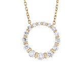 White Diamond 10K Yellow Gold Circle Necklace 0.50ctw