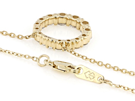 White Diamond 10K Yellow Gold Circle Necklace 0.50ctw