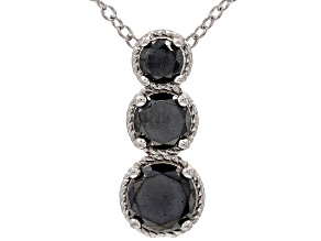Black Diamond Rhodium Over Sterling Silver Slide Pendant With Chain 1.75ctw