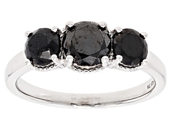 Picture of Black Diamond Rhodium Over Sterling Silver 3 Stone Ring 2.00ctw