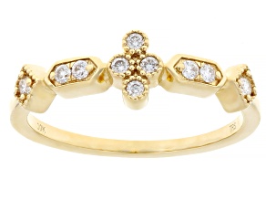 White Diamond 10k Yellow Gold Band Ring 0.15ctw