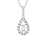 White Diamond 10k White Gold Teardrop Pendant With Cable Chain 0.25ctw
