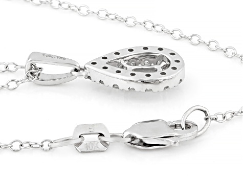 White Diamond 10k White Gold Teardrop Pendant With Cable Chain 0.25ctw