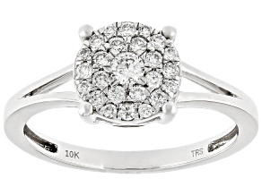 White Diamond 10k White Gold Cluster Ring 0.33ctw