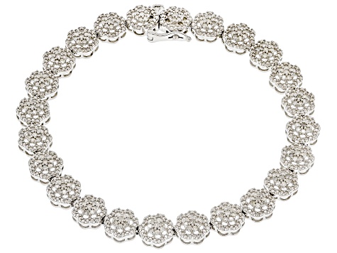 White Diamond Rhodium Over Sterling Silver Tennis Bracelet 1.00ctw