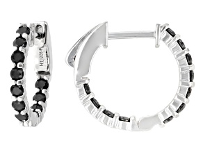 Black Diamond Rhodium Over Sterling Silver Huggie Earrings 0.70ctw