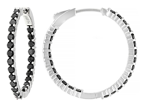 Black Diamond Rhodium Over Sterling Silver Hoop Earrings 2.75ctw