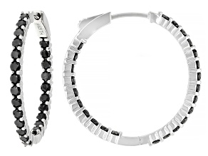 Black Diamond Rhodium Over Sterling Silver Hoop Earrings 2.75ctw