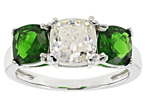 Strontium Titanate And Chrome Diopside Rhodium Over Sterling Silver Ring 4.06ctw