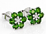 Green Chrome Diopside Rhodium Over Sterling Silver Earrings 1.41ctw