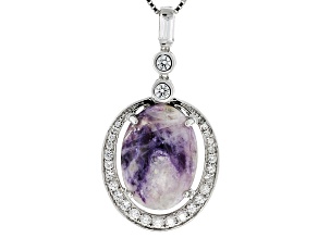 Purple Morado Opal Sterling Silver Pendant With Chain 1.01ctw