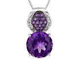 Purple Amethyst Sterling Silver Pendant With Chain 4.19ctw