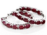 Red Indian Ruby Rhodium Over Sterling Silver Hoop Earrings 11.70ctw