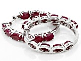 Red Indian Ruby Rhodium Over Sterling Silver Hoop Earrings 11.70ctw