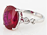 Red Lab Created Ruby Rhodium Over Sterling Silver Solitaire Ring 8.08ct