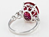 Red Lab Created Ruby Rhodium Over Sterling Silver Solitaire Ring 8.08ct