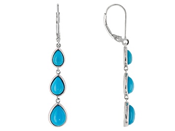 Picture of Blue Sleeping Beauty Turquoise Rhodium Over Sterling Silver Dangle Earrings
