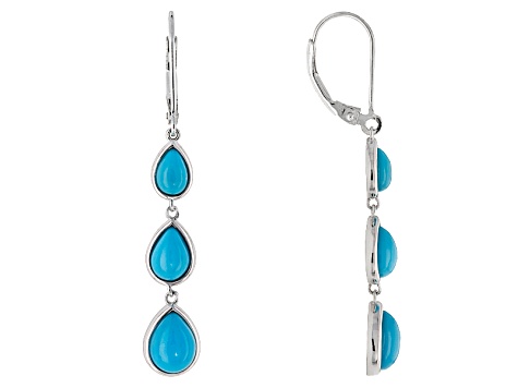 Blue Sleeping Beauty Turquoise Rhodium Over Sterling Silver Dangle Earrings