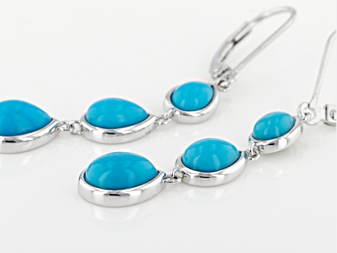 Blue Sleeping Beauty Turquoise Rhodium Over Sterling Silver Dangle Earrings