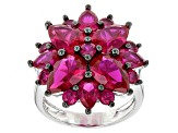 Red Lab Created Ruby Rhodium Over Sterling Silver Ring 7.22ctw