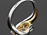 White Fabulite Strontium Titanate Rhodium Over Sterling Silver Two-Tone Ring 2.29ctw