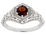 Red Garnet Rhodium Over Sterling Silver Solitaire Ring .92ct