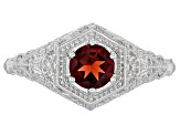 Red Garnet Rhodium Over Sterling Silver Solitaire Ring .92ct