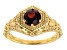 Red Garnet 18k yellow gold over sterling silver ring .92ct
