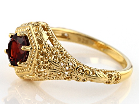 Red Garnet 18k yellow gold over sterling silver ring .92ct