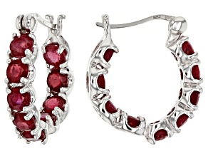Mahaleo(R) Ruby Rhodium Over Sterling Silver inside/Outside Hoop Earrings 6.48ctw