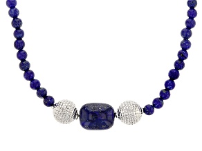 Blue Lapis Lazuli Sterling Silver Bead Necklace